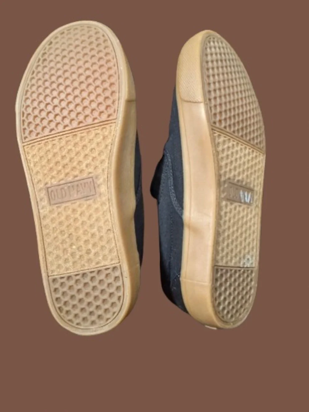 Boys Slip-On Canvas Sneakers in Black/Tan Camo with Gum Sole Size 4